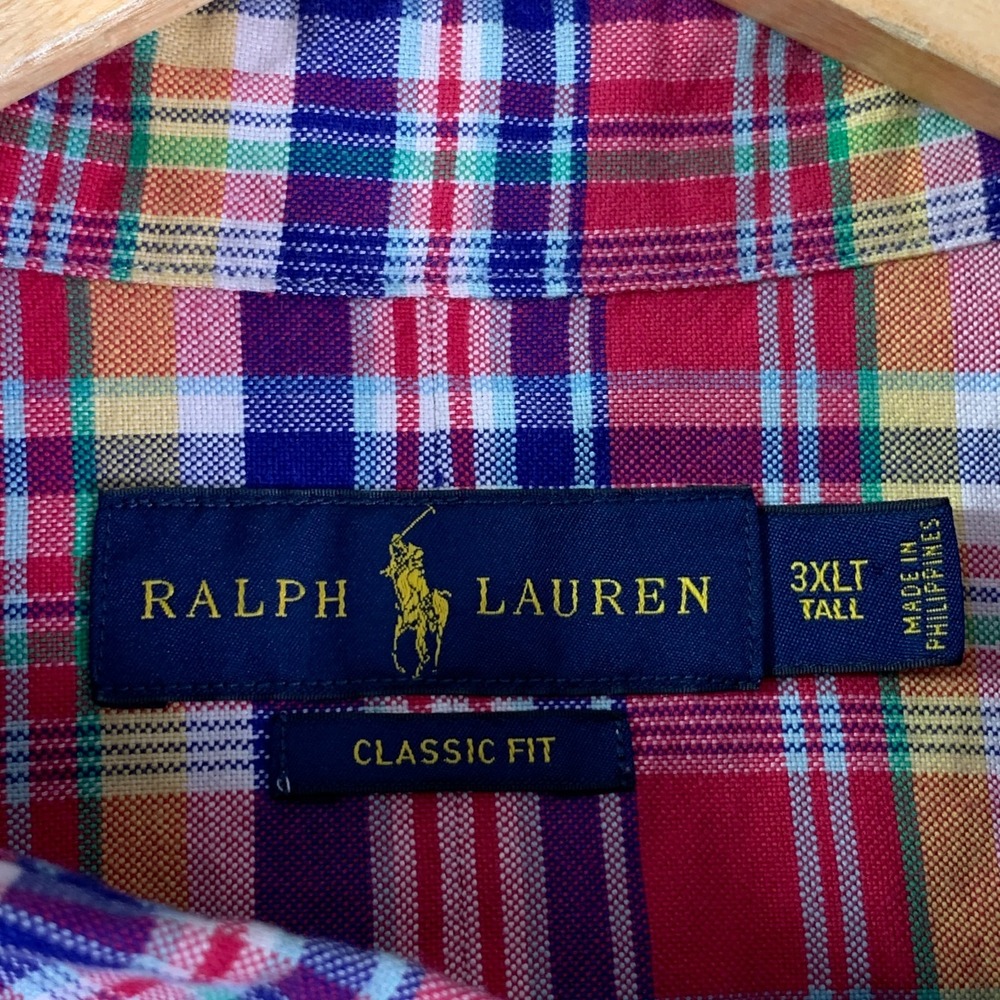 Ralph Lauren Oxford Shirt Men 3XLT Plaid Button Down Long Sleeve Classic Fit - Picture 3 of 9